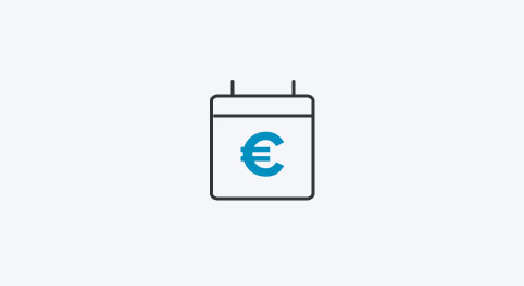 Icon blaues Euro-Zeichen auf Kalenderseite